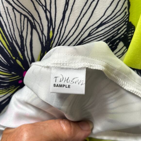 Trina Turk Keyhole Neckline Silk Long Bell Sleeve Shift Dress Women No Tag Green - Picture 14 of 14